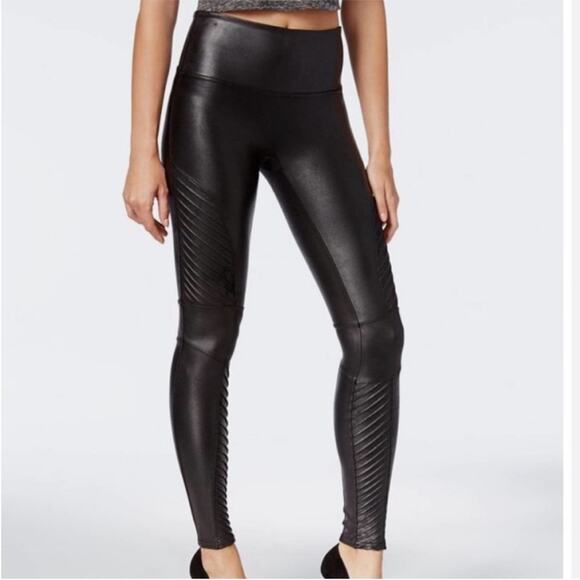 Spanx Faux Leather Moto Leggings Black - Picture 1 of 11